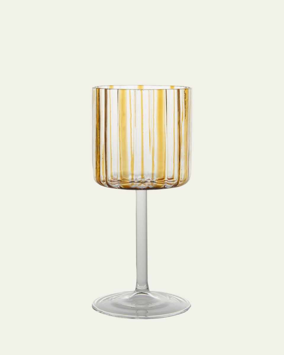 Amber Striped Stemmed Wine Glass